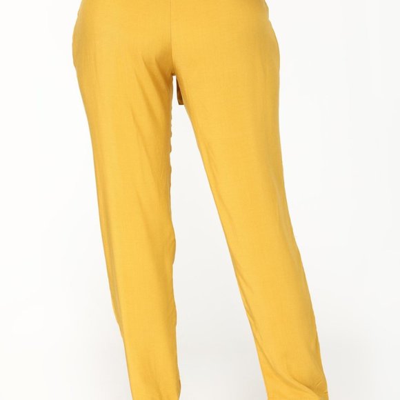 Mustard Paper Bag Waist Pants - Picture 2 of 3